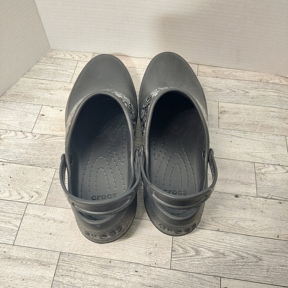 CROCS mercy work clog black silver slip resistant women's size 11 - Picture 6 of 6